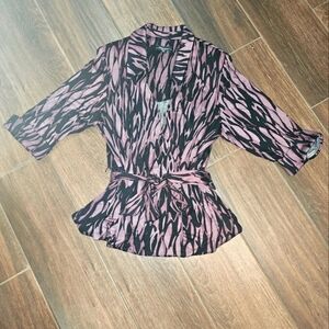 R&M RICHARDS COLLAR MAUVE LAVENDER TIE TOP SZ 18W CLASSY!